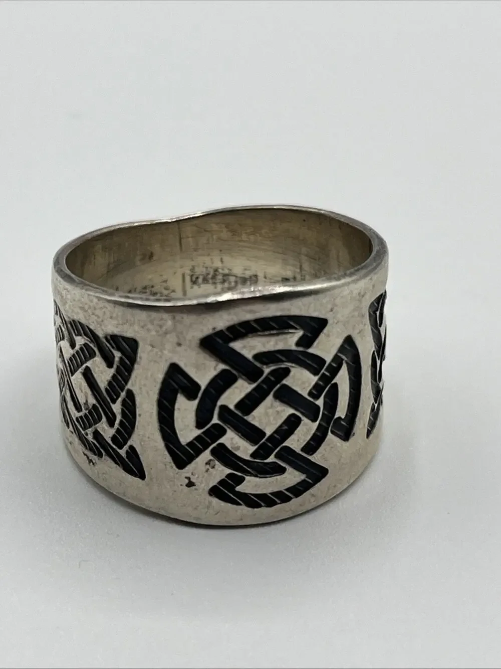 STERLING SILVER Oxidized CELTIC KNOT BAND RING Men’s SIZE 11.5 925 Vintage Rare